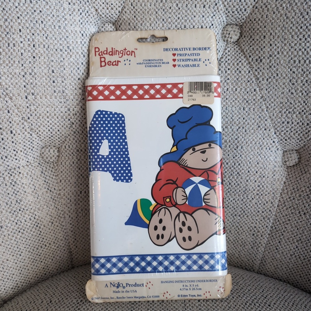 Vintage Paddington Bear Wall Border White Alphabet 110-WB 13698 5 yards NOS NoJo